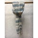 Echarpe Coton Bio Organique - Beige et Bleu à Rayures