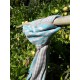 Scarf Cotton Organic blue and grey