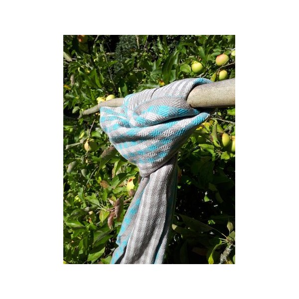 Scarf Cotton Organic blue and grey
